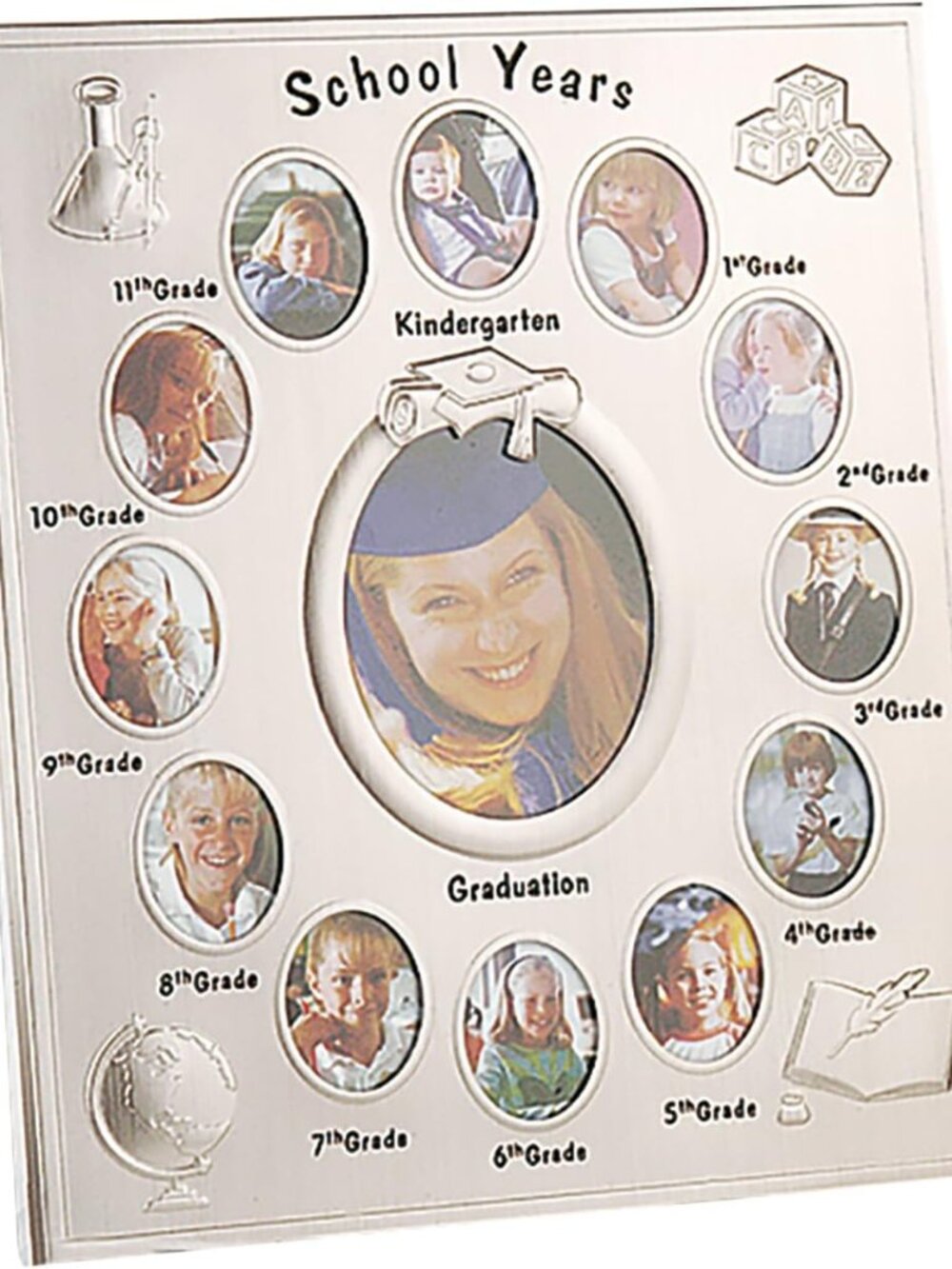 School Years K-12 Picture Frame, 13 Openings, Silver